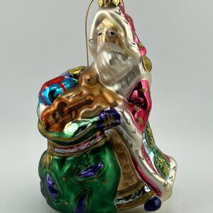 Highly detailed glass Santa Claus ornament, 5.5 inches tall